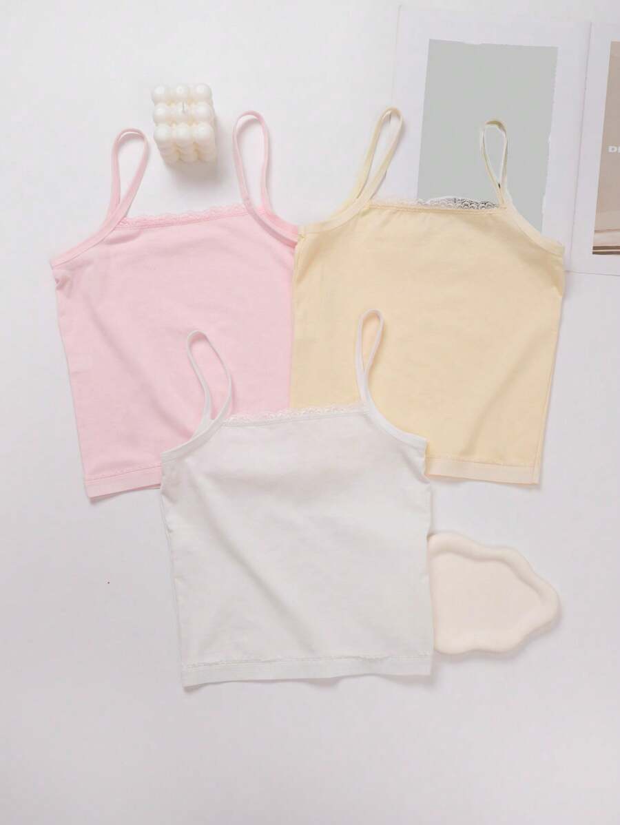 女大童 3 入組純色吊帶上衣 - 彩色 - 查看 1