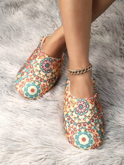 Fall/Winter Women's Ultra Lightweight Bohemian Style Bedroom Slippers With Quiet Anti-Slip Design And Plush Lining, Indoor Fluffy House Shoes For Women,Furry Shoes