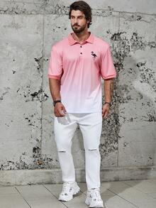 Manfinity Homme Áo sơ mi nam có in họa tiết Flamingo Plus - Hồng - Xem 4