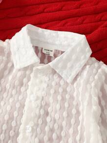 SHEIN Vintaside Kids Baby Girl Solid Cami Top & Shorts & Button Up Shirt - White - View 6