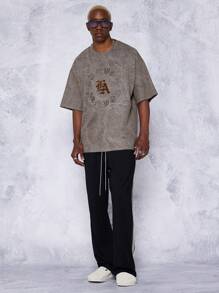 SUMWON Áo thun Suedette thêu thành phố - màu nâu - Xem 2