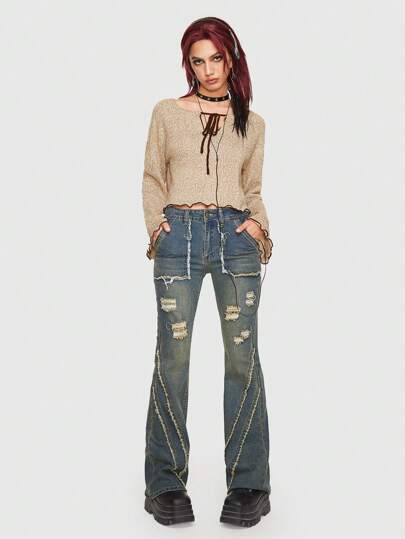 Pull Court À Nœud Manches Évasées