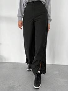 SHEINNeu Pantalones unicolor bajo con cordón