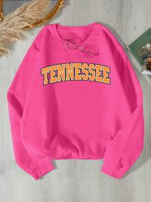 SHEIN EZwear Áo nỉ lót nhiệt họa tiết Plus Letter - Đỏ - Xem 1