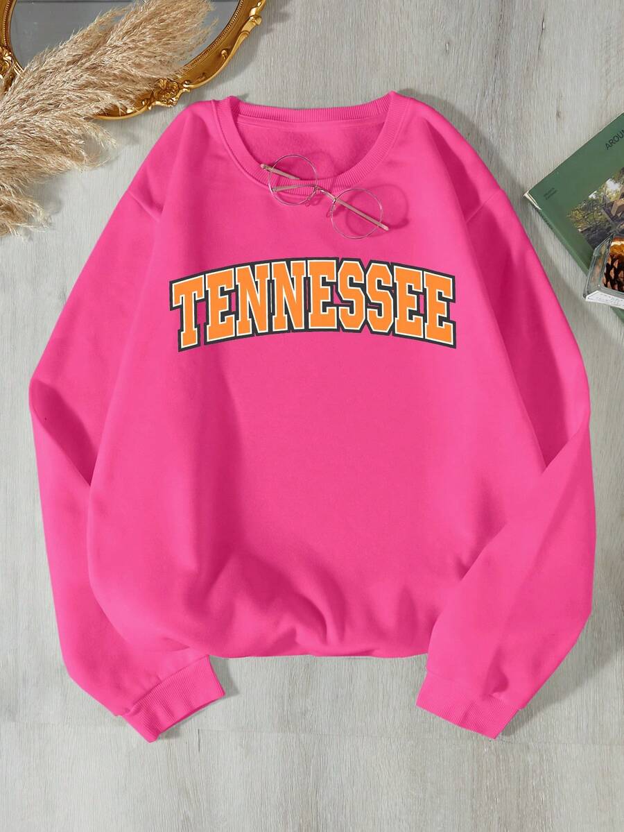 SHEIN EZwear Áo nỉ lót nhiệt họa tiết Plus Letter - Đỏ - Xem 1