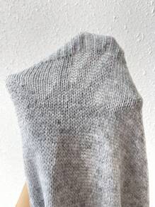 SHEIN Essnce 褶邊荷葉袖套頭毛衣 - 淺灰色 - 查看 5