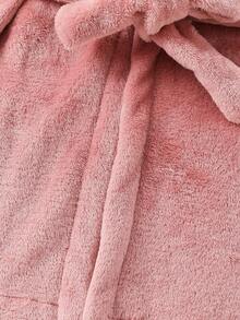 Cô gái Tween Thiết kế tai 3D áo có mũ Thắt lưng Flannel Áo choàng ngủ - Bụi hồng - Xem 3