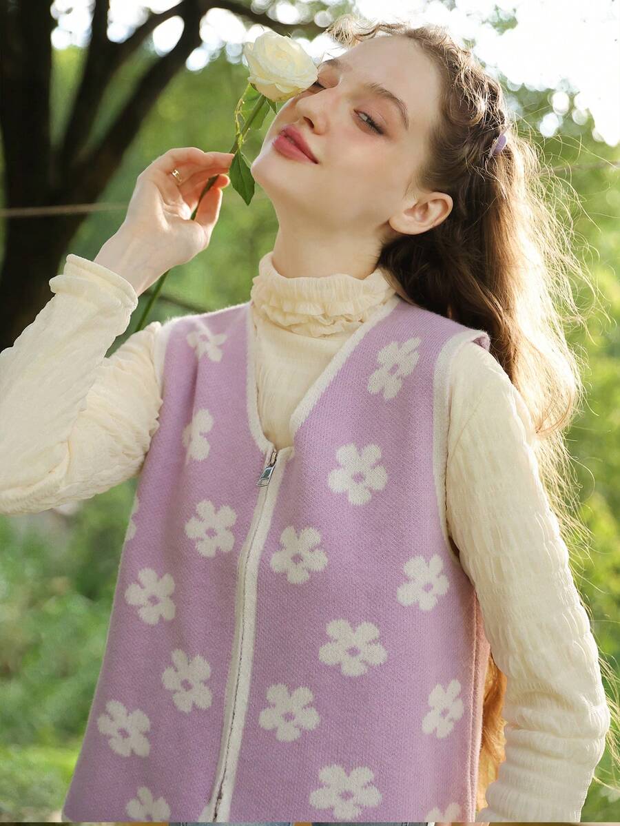 Chalecos de Punto para Mujer - Morado - Ver 1