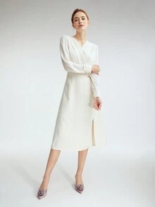 MOTF PREMIUM 緞面花朵裝飾高跟穆勒鞋 - 藕粉色 - 查看 8