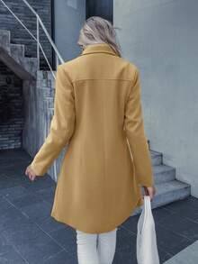 西裝領雙排釦花呢外套 - 卡其色 - 查看 2