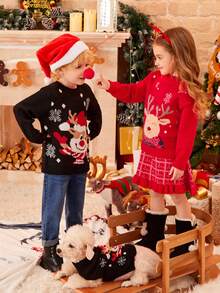 Suéter con estampado navideño para niño joven, 1 pieza - Negro - Ver 3