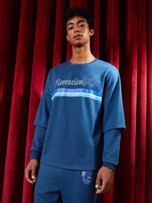 HARRY POTTER X SHEIN 男士字母圖案落肩袖衛衣和衛褲 - 彩色 - 查看 3