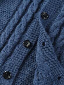 SHEIN Jonge jongen Casual Straatstijl Losse pasvorm Knoppen Cardigans Met Gedraaid En Knit patroon , Herfst Winter