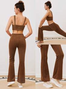 GLOWMODE 29" Corduroy Flared Sports Pants - Brown - View 6