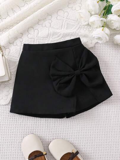 SHEIN Young Girl Casual And Elegant Shorts For Commuting With 3D Bow-Knots,Holiday,Summer,Travel, School, Campus, College