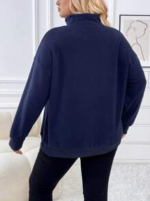 SHEIN Plus Half Zip Drop Shoulder Sweatshirt For Maternity