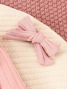 Bebé niña Mono ribete con fruncido con botón delantero con banda cabeza - Rosa vieja - Ver 5