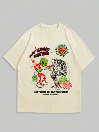 Street Life Guys Cartoon & Slogan Graphic Tee