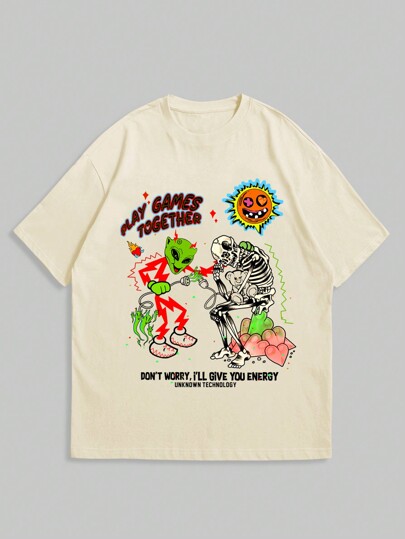 Street Life Guys Cartoon & Slogan Graphic Tee