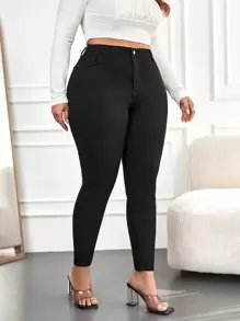 RueChic Plus Solid Skinny Jeans - Black - View 4