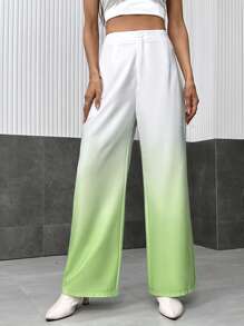 SHEIN Privé Ombre Wide Leg Pants - Multicolor - View 3