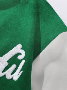 Aesthetic Post Nam Đồ họa Chữ cái Hai âm Áo khoác Đại học - màu xanh lá - Xem 3