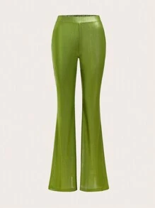 SHEIN ICON Halloween Flare Leg Pants - Lime Green - View 2
