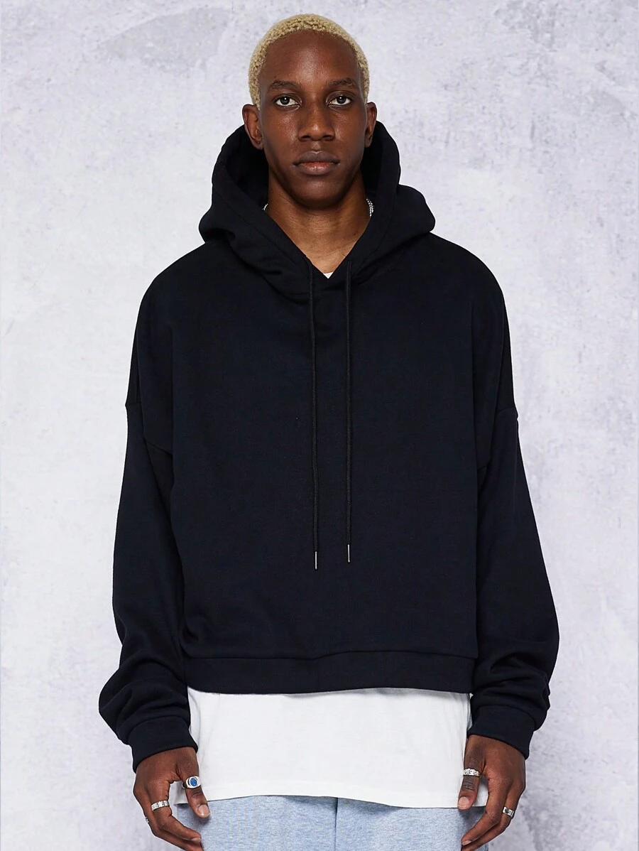 SUMWON Heavyweight Boxy Fit Overhead Hoodie In 340 Gsm - Black - View 1