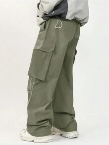 Manfinity EMRG Men Flap Pocket Side Cargo Pants - Army Green - View 2