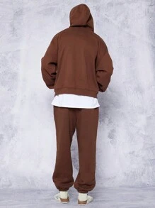 SUMWON Quần dài thể thao cotton pha trộn kiểu quần dài thể thao có gấu quần co giãn ở mắt cá chân và dây rút ở eo, quần tập thể thao mùa đông ấm áp thường ngày - màu nâu - Xem 3