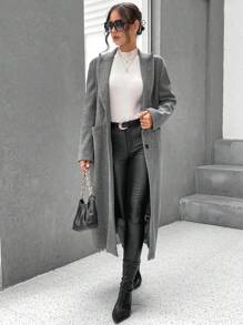 SHEIN Essnce Manteau Col À Revers Avec Poches