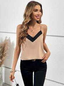 SHEIN Frenchy Colorblock Cami Top - Apricot - View 5