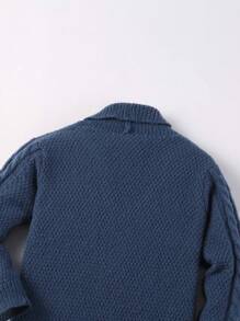 SHEIN Jonge jongen Casual Straatstijl Losse pasvorm Knoppen Cardigans Met Gedraaid En Knit patroon , Herfst Winter