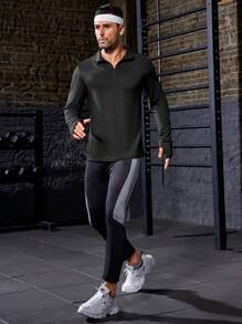 Manfinity Sport Corelite 1pc Solid Thumbholes Sports Jacket - Black - View 6