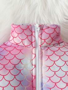 Baby Girl Fish Scales Print Zip Up Coat - Pink - View 3