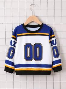 Chico joven Sudadera con estampado de letra de color combinado - Multicolor - Ver 1