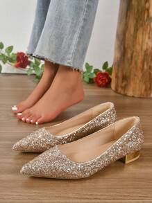 Showho Bride's Wedding Shoes With Crystal Decoration, Not Tiring & Chunky Heel, Two-way Wear In 2023 French Style