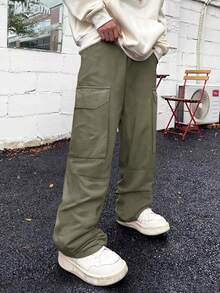 Manfinity EMRG Men Flap Pocket Side Cargo Pants - Army Green - View 7