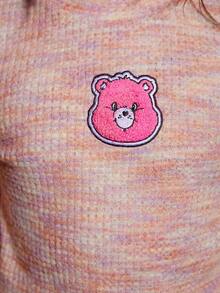 SHEIN X Care Bears 補間女孩卡通圖案段染短款T恤 - 粉色 - 查看 7