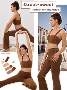 GLOWMODE 29" Corduroy Flared Sports Pants - Brown - View 5