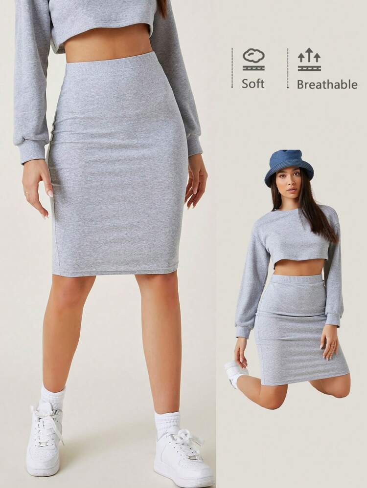 Casual High Waist Solid Bodycon Pencil Skirt/Summer