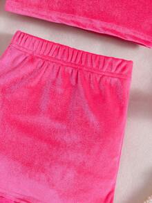 SHEIN 女童（小）兩件套 - 玫紅色 - 查看 7