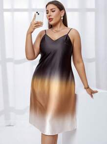 SHEIN Privé 大碼漸變圖案吊帶洋裝 - 彩色 - 查看 6