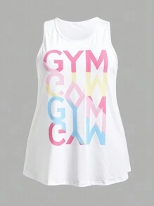 SHEIN Sport Studio Plus Size 2pcs Letter Graphic Sports Tank Top Tank Top Set