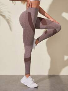 Easithlete Seamless Wide Waistband Sports Leggings - Champagne - View 3