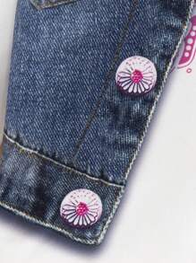 SHEIN Áo thun trẻ trung Girls'Casu2 In 1 cho mùa thu - Màu xanh lam - Xem 6