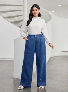 Mulvari Plus Wide Leg Jeans - Medium Wash - View 4