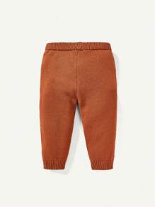 SHEIN Baby Boy Cartoon Pattern 3D Ear Design Knit Pants - Multicolor - View 2