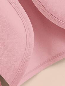 SHEIN Tween Girl Solid Color Casual Shortened Long Sleeve Jacket With Lapel Collar, Suitable For Spring And Autumn - Baby Pink - View 4