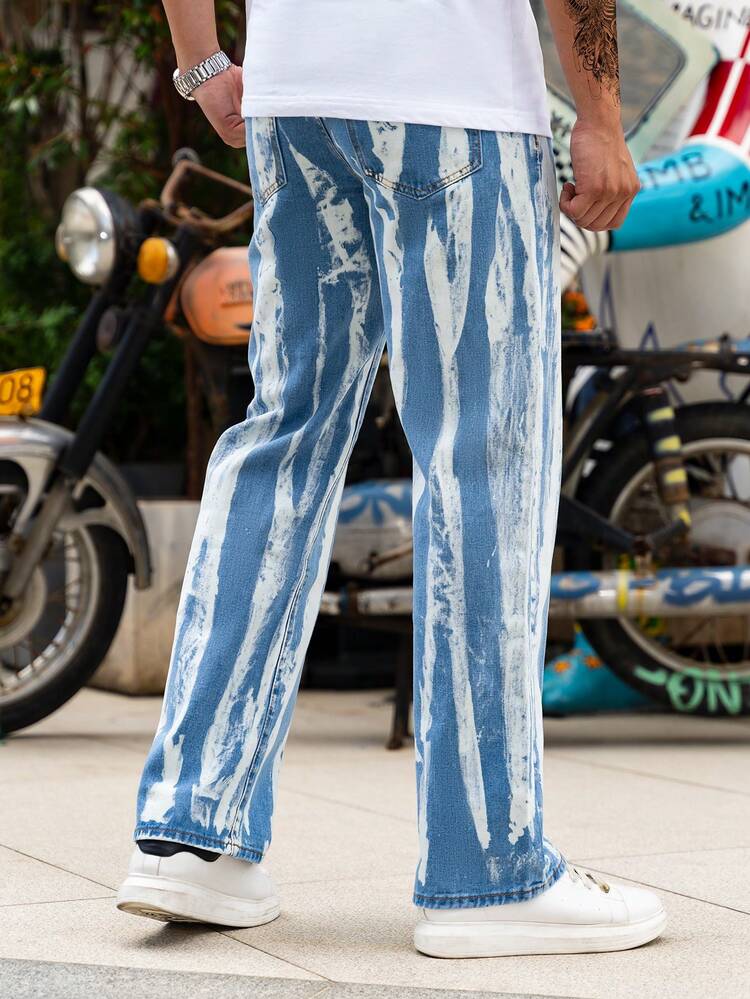 Men Tie Dye Straight Leg Jeans